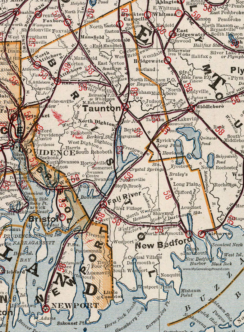 Bristol County, Massachusetts, 1901, Map, Cram, Taunton, New Bedford, Fall River, Fairhaven, North Attleboro, Mansfield, North Dighton, Attleboro, Somerset, North Easton, Swansea, Acushnet, Dodgeville, Hortonville, Herbronville, MA