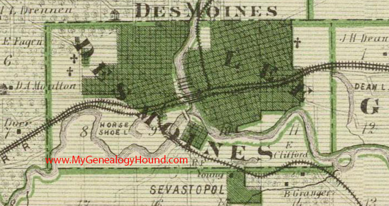 Lee Township, Polk County, Iowa, 1875, Map, Des Moines, IA
