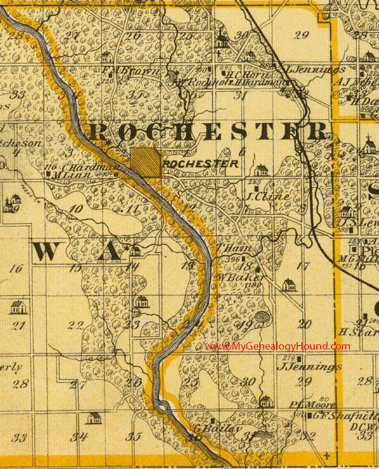 Rochester Township, Cedar County, Iowa, 1875, Map, Rochester, IA