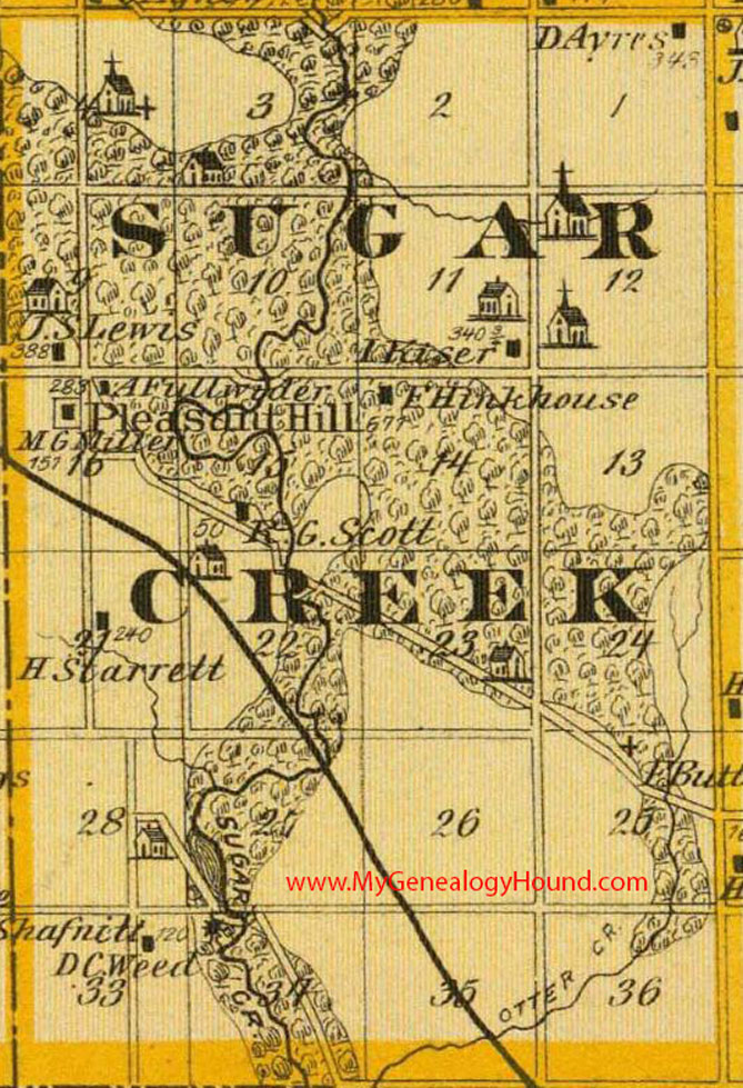 Sugar Creek Township, Cedar County, Iowa, 1875, Map, Pleasant Hill, IA