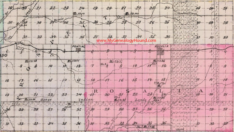 Prospect Township, Butler County, Kansas 1887 Map Pontiac, KS