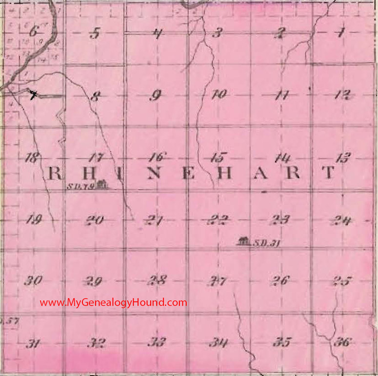Rhinehart Township, Dickinson County, Kansas 1887 Map KS