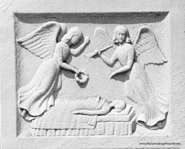 Detail of the tombstone of Anna West Stramcke, Machpelah Cemetery, Lexington, Missouri, historic photo.