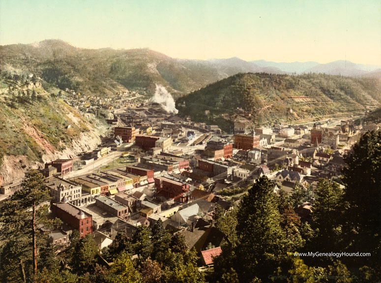 Deadwood, South Dakota, Aerial View, 1900, historic photo