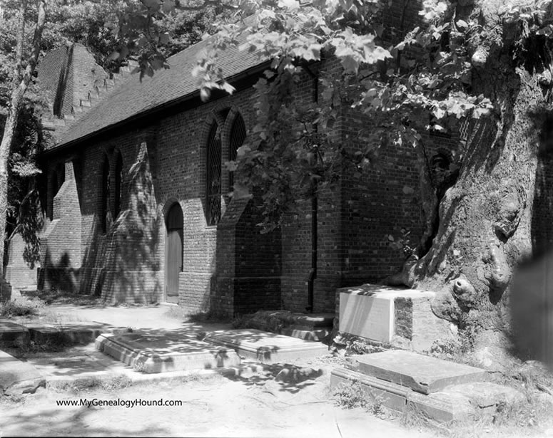 new Jamestown church building built in 1906, side view