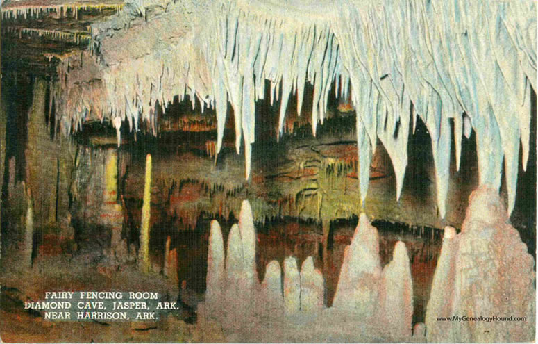Jasper, Arkansas, Diamond Cave, Fairy Fencing Room, vintage postcard, historic photo