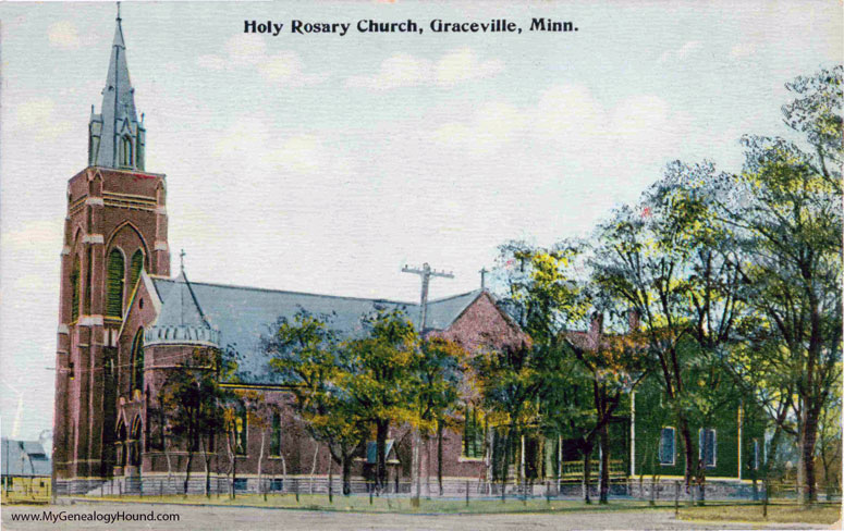 Graceville, Minnesota, Holy Rosary Church, vintage postcard photo
