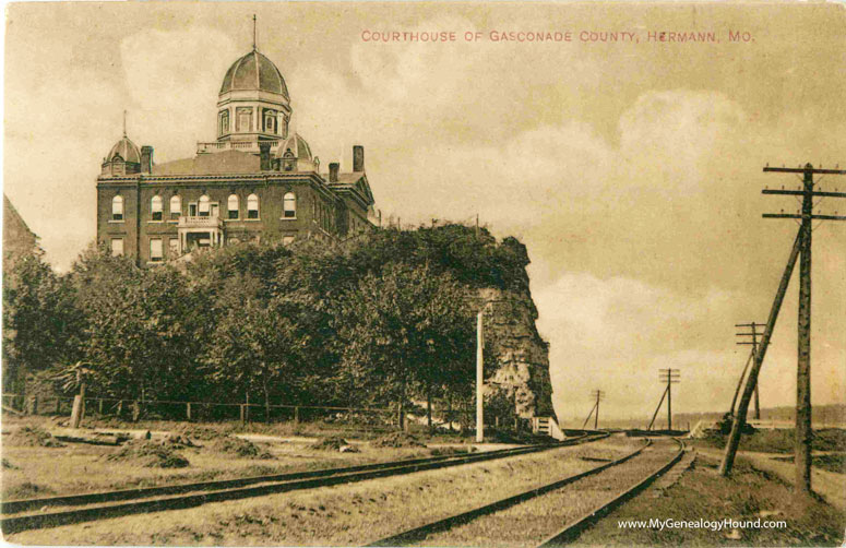 Gasconade County Court House at Hermann, Missouri as viewed from the north side facing west
