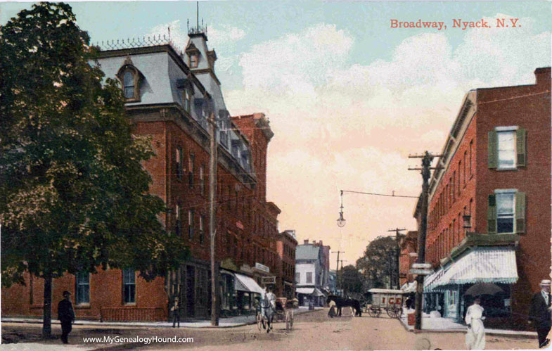 Nyack, New York, Broadway, vintage postcard photo