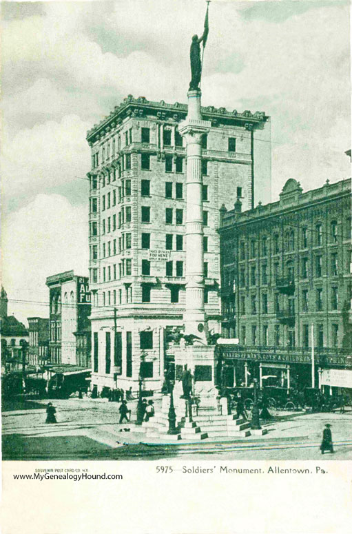 Allentown, Pennsylvania, Soldiers' Monument, vintage postcard photo
