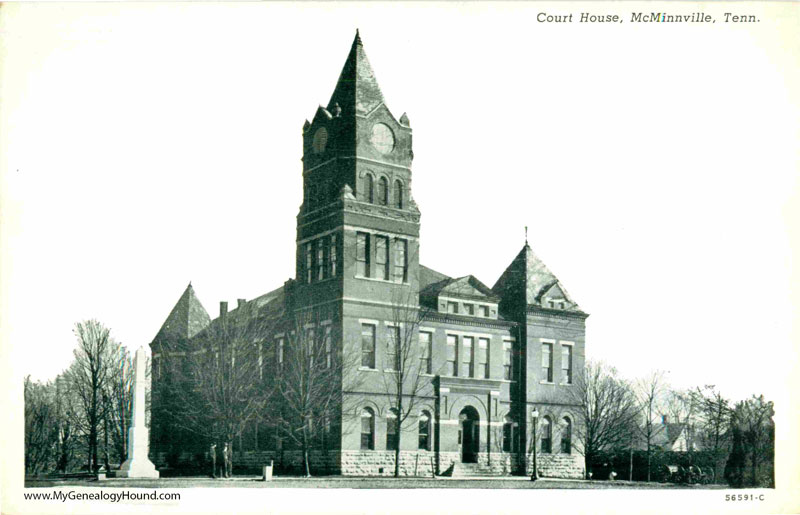 McMinnville, Tennessee, Warren County Court House, vintage postcard, historic photo